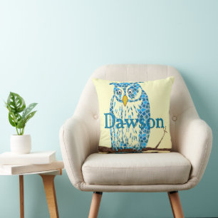 Personalisiert Blue Baby Boy Vintag Owl Kissen