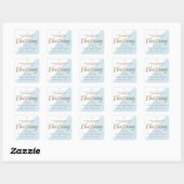 Personalisiert Blue Baby Christening Danke Quadratischer Aufkleber (Blatt)