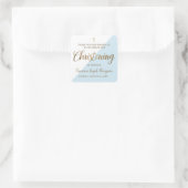 Personalisiert Blue Baby Christening Danke Quadratischer Aufkleber (Tasche)