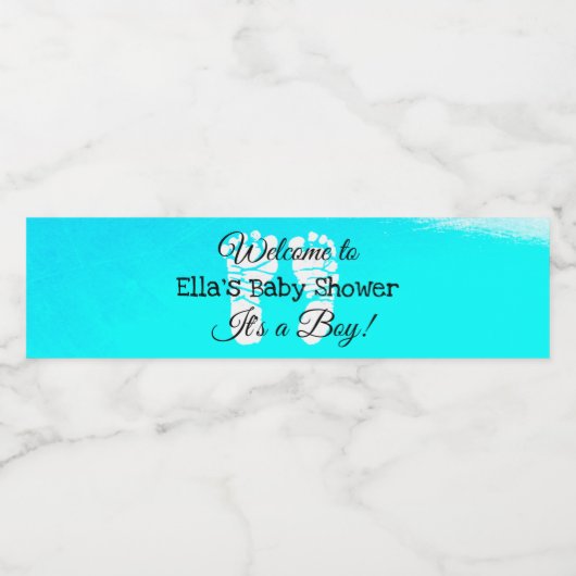 Personalisiert Blue Baby Dusche Flaschenschilder Wasserflaschenetikett (Einzelnes Label)