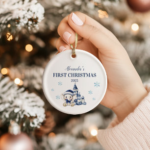 Personalisiert Blue Baby Elephant Erstes Weihnacht Keramik Ornament