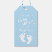 Personalisiert Blue Baby Feet BOY Babydusche Geschenkanhänger (Vorderseite)