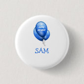 Personalisiert Blue Balloons Geburtstag Button (Vorderseite)