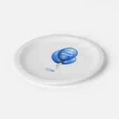 Personalisiert Blue Balloons Geburtstag Pappteller (Schrägansicht)