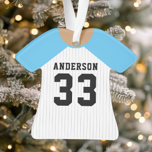 Personalisiert Blue Baseball Jersey Ornament