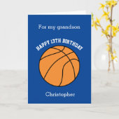 Personalisiert Blue Basketball 13. Geburtstag Karte (Gelbe Blume)