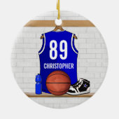 Personalisiert Blue Basketball Jersey Keramikornament (Hinten)
