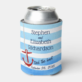 Personalisiert Blue Beachy Red Anchor Dosenkühler