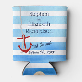 Personalisiert Blue Beachy Red Anchor Dosenkühler