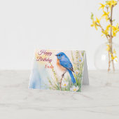 Personalisiert Blue Bird Blume Wasserfarbe Geburts Karte (Gelbe Blume)