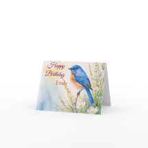 Personalisiert Blue Bird Blume Wasserfarbe Geburts