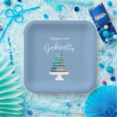 Personalisiert Blue Birthday Cake Pappteller (Party)