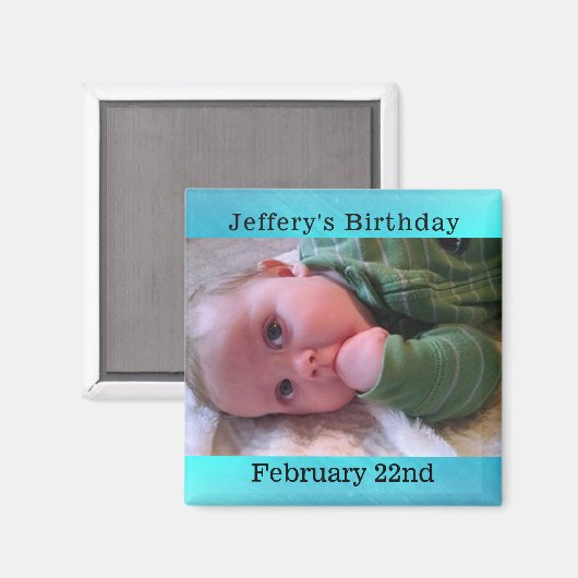 Personalisiert Blue Birthday Erinnerung Magnet (Vorderseite/Rückseite)