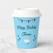 Personalisiert Blue Birthday Pappbecher (Rückseite)