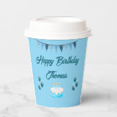 Personalisiert Blue Birthday Pappbecher (Vorderseite)