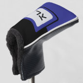 Personalisiert Blue Black Golf Head Putter Cover Headcover (3/4 Vorderseite)