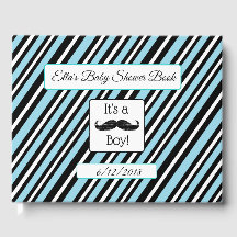 Personalisiert Blue & Black Stripes Babyduschbuch