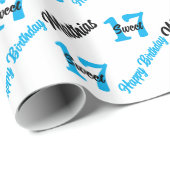 Personalisiert Blue Black Sweet 17 Geburtstag Geschenkpapier (Rolleneckpunkt)