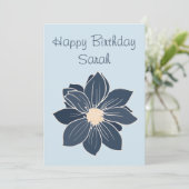 Personalisiert Blue Blume Happy Birthday Card (Stehend Vorderseite)