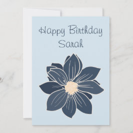 Personalisiert Blue Blume Happy Birthday Card