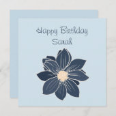 Personalisiert Blue Blume Happy Birthday Card (Vorne/Hinten)