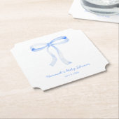 Personalisiert Blue Bow Baby Dusche Wasserfarbe Untersetzer (angewinkelt)