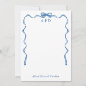 Personalisiert Blue Bow Gingham New Baby Stationer Mitteilungskarte (Vorderseite)