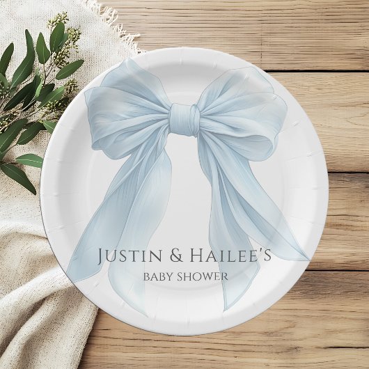 Personalisiert Blue Bow Girl Coquette Babydusche Pappteller