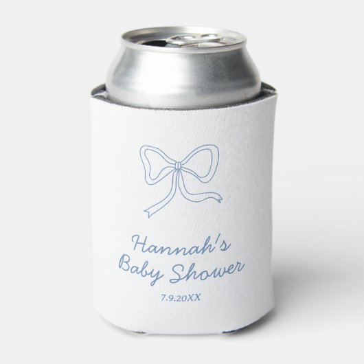 Personalisiert Blue Bow Ribbon Baby Dusche Gefalle Dosenkühler (Kanne Vorderseite)