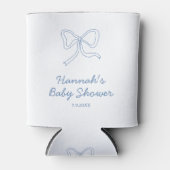 Personalisiert Blue Bow Ribbon Baby Dusche Gefalle Dosenkühler (Vorderseite)