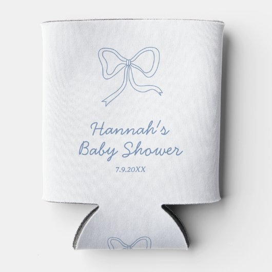 Personalisiert Blue Bow Ribbon Baby Dusche Gefalle Dosenkühler (Vorderseite)