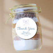 Personalisiert Blue Bow Ribbon Baby Dusche Gefalle Runder Aufkleber