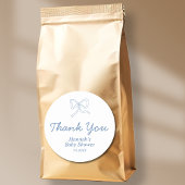 Personalisiert Blue Bow Ribbon Baby Dusche Gefalle Runder Aufkleber