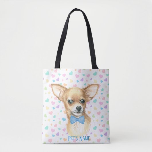 Personalisiert Blue Bowtie Chihuahua Tasche (Vorderseite)