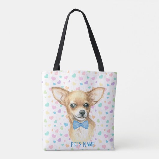 Personalisiert Blue Bowtie Chihuahua Tasche (Rückseite)