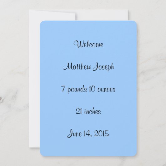 Personalisiert Blue Boy Ankündigung (Rückseite)