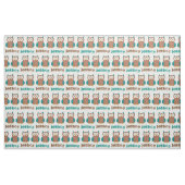 Personalisiert Blue Brown Wise Old Owl Bird Print Stoff (Fat Quarter (45,7 x 55,9 cm))