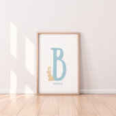 Personalisiert Blue Bunny Initial Kinderzimmer Pri Poster