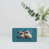 Personalisiert Blue Business Card für Cattery Visitenkarte (Stehend Vorderseite)