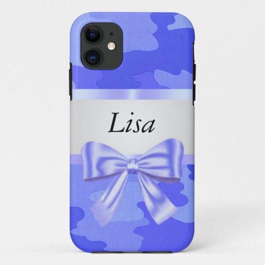 Personalisiert Blue Camouflage Blue Bow Case-Mate iPhone Hülle (Rückseite)