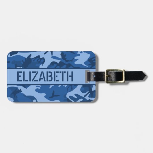 Personalisiert Blue Camouflage Gepäckanhänger (Vorderseite horizontal)