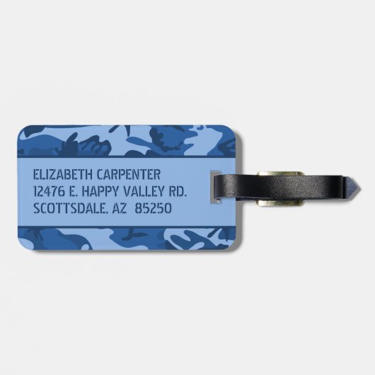 Personalisiert Blue Camouflage Gepäckanhänger (Rückseite horizontal)
