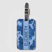 Personalisiert Blue Camouflage Gepäckanhänger (Vorderseite Vertikal)