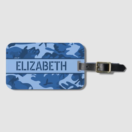 Personalisiert Blue Camouflage Gepäckanhänger (Vorderseite (Horizontal))