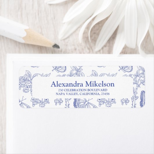 Personalisiert Blue Chinoiserie Blumenstrauß Braut (Insitu)