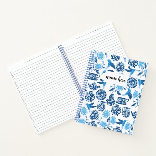 Personalisiert Blue Chinoiserie Notebook Notizblock (Innenseite)
