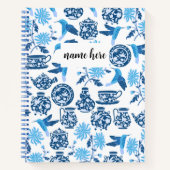 Personalisiert Blue Chinoiserie Notebook Notizblock (Vorderseite)