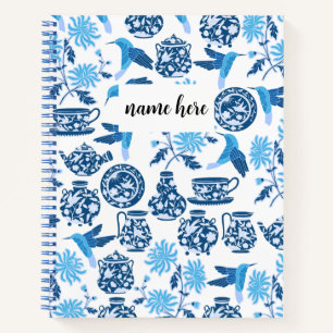 Personalisiert Blue Chinoiserie Notebook Notizblock