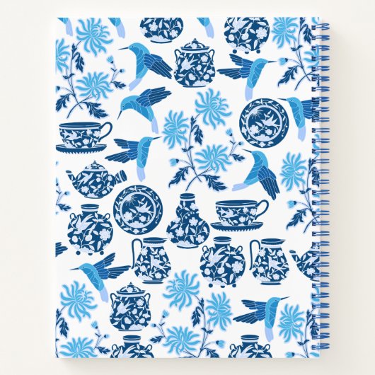Personalisiert Blue Chinoiserie Notebook Notizblock (Rückseite)