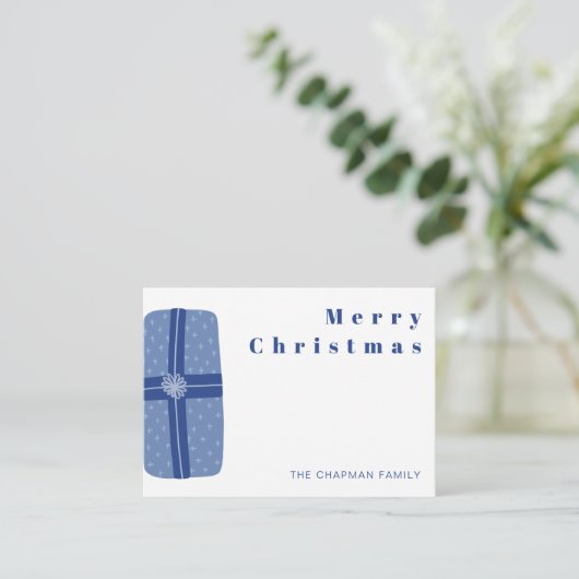 Personalisiert Blue Christmas Geschenk Geschenk Ge Mitteilungskarte (Stehend Vorderseite)